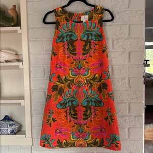 Vintage Julie Brown Colorful Sleeveless Shift Dress Size 8